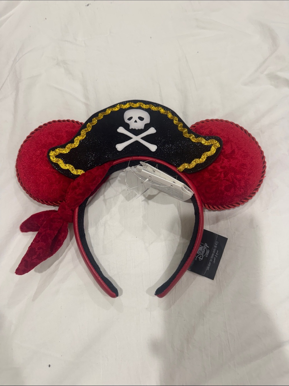 Disney Pirates of the Caribbean Ear Headband - Red and Black with Gold Trim
